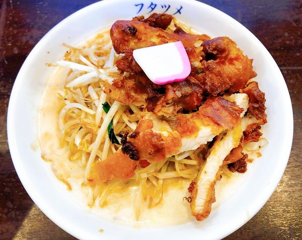 「濃厚タンメン（無料CP）、排骨（パイコー250円）」@極濃湯麺 フタツメ 越戸店の写真