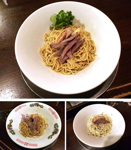 「三種の和え麺（鶏油、煮干、ペペロンチーノ風塩）」@立ち呑み居酒屋 金町製麺の写真