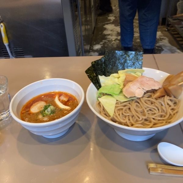 「特製海老味噌つけ麺（熱盛り）＋焼きチーズご飯」@つけ麺 五ノ神製作所の写真
