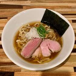 鴨醤油ラァ麺＋かき氷（桜苺ハスカップ）