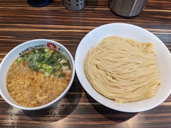 「限定天かす肉つけそば」@ラーメン人生 JET 福島本店の写真