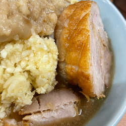 ラーメン中盛　麺固め・ヤサイ少なめ・ニンニクアブラマシ