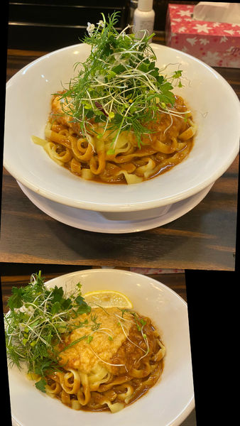 「限定・芝エビの洋風まぜそば ￥1300」@稲荷屋の写真