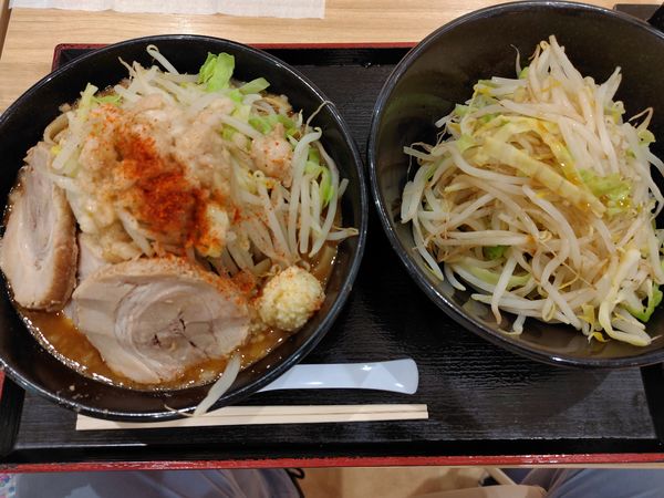 「味噌並　豚2枚マシ、ヤサイダブル、アブラニンニクマシ」@ジャンクガレッジ イオン北戸田店の写真