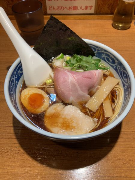 「煮干しそば黒醤油＆九条ねぎ飯」@寿製麺よしかわ 川越店の写真