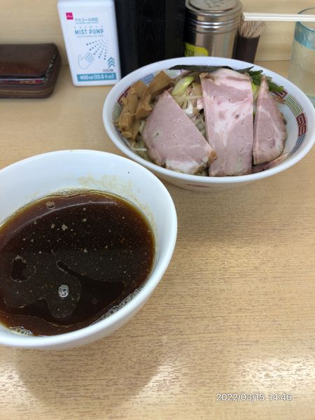 「ネギチャーシューつけ麺　濃口　太麺」@煮干鰮らーめん 圓の写真