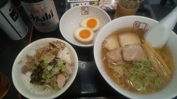 「アサヒスーパードライ→半ラーメンセット(¥1,190)」@喜多方ラーメン坂内 笹塚店の写真