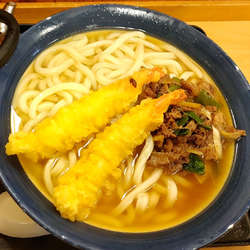 えび天うどん（大盛り＋肉）