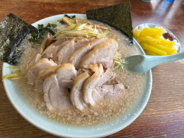 「ネギチャーシュー+チャーシュー+ネギ　半ライス」@ラーメンショップ 境店の写真