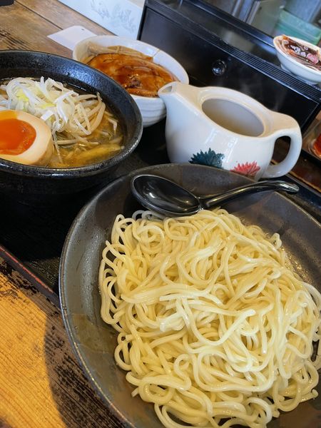 「炒め野菜つけ麺（しお）＋チビチャーシュー丼¥950」@麺や紅丸 本店の写真