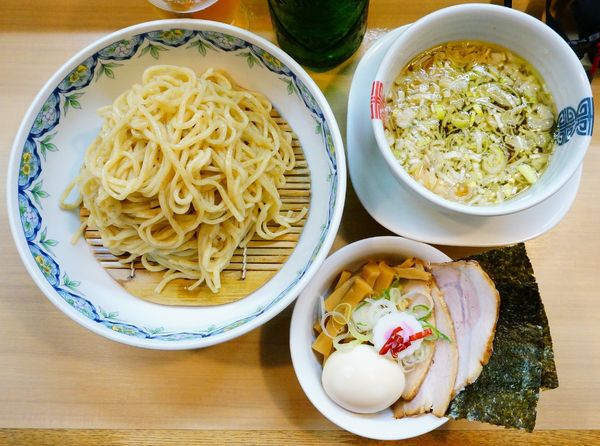 「特製豚鴨つけそば(A)＋ビール(中瓶)」@中華そば 多賀野の写真