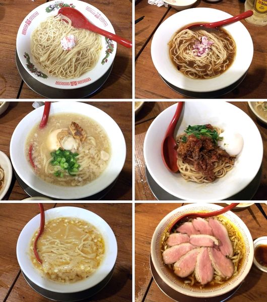 「蟹の塩そば、冷やし煮干、帆立味噌そばなど計6種」@立ち呑み居酒屋 金町製麺の写真