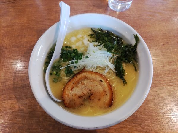 「濃厚鶏白湯らーめん(塩､豚ﾁｬｰｼｭｰ選択)ﾒﾝﾏ抜き」@麺屋 飛翔の写真