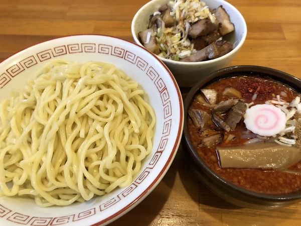 「【辛】つけ麺&肉めし」@泪橋 溝の口店の写真