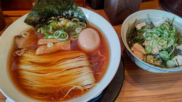 「中華そばセットA（とりマヨ丼）+味玉」@麺や食堂 246号店の写真