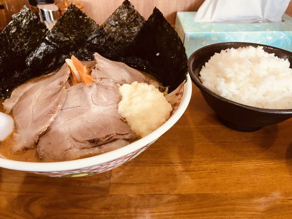 「味噌チャーシューニンニク海苔ライス」@めん丸 仙北店の写真