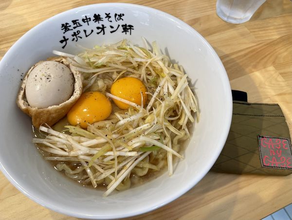 「釜玉中華そば（並）＋玉袋＋生卵」@釜玉中華そば ナポレオン軒の写真