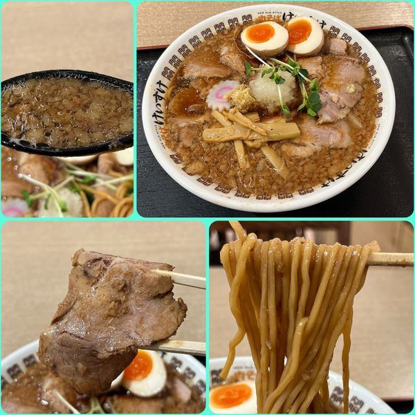 「肉そば背脂醤油 味玉入り¥1100」@NEW OLD STYLE 肉そばけいすけの写真