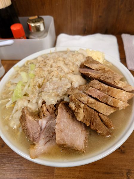 「大豚W　ネギ　ニンニク　アブラ」@ラーメン二郎 品川店の写真