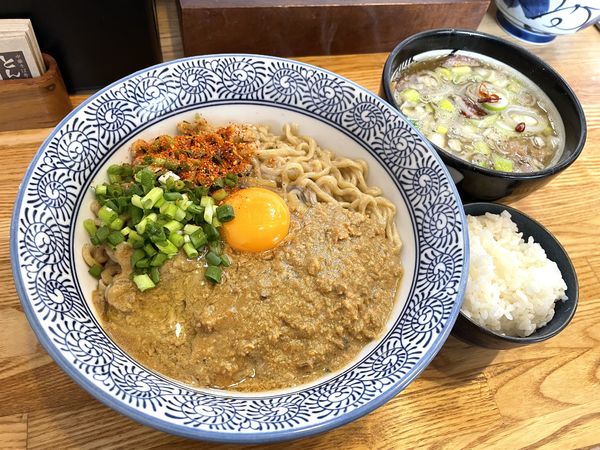 「【季節限定】牡蠣味噌かま玉つけそば ￥1040」@中華そば専門 とんちぼの写真