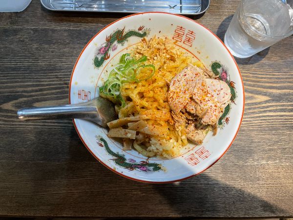 「汁なし　ニンニク　唐辛子」@中華そば専門 白華楼 名駅店の写真