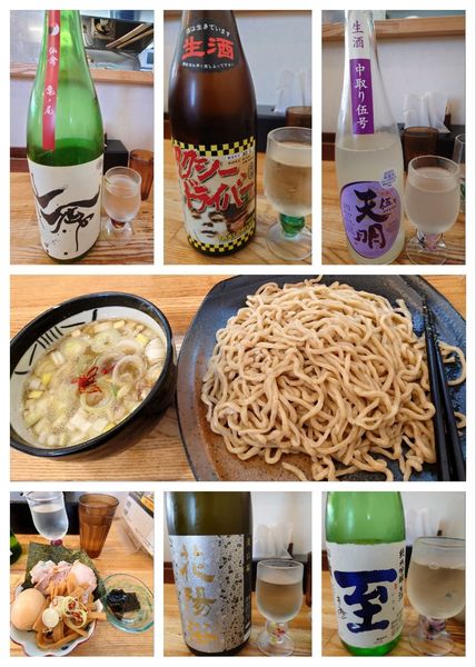「特製つけそば（300g）＋プレミアム日本酒×5」@中華そば専門 とんちぼの写真
