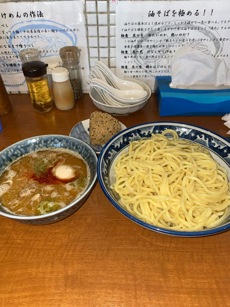 「つけ麺2玉味玉サービスおにぎり¥1,100円」@中華そば 中村屋の写真