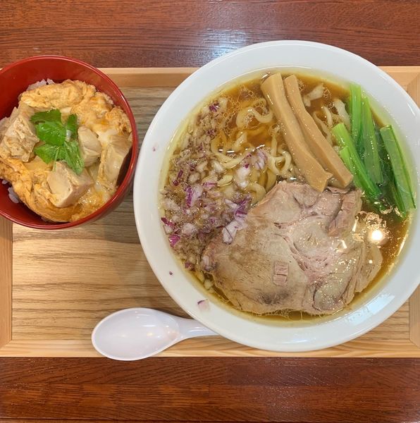 「小中華そば（醤油） 小親子丼」@中華そば 千乃鶏の写真