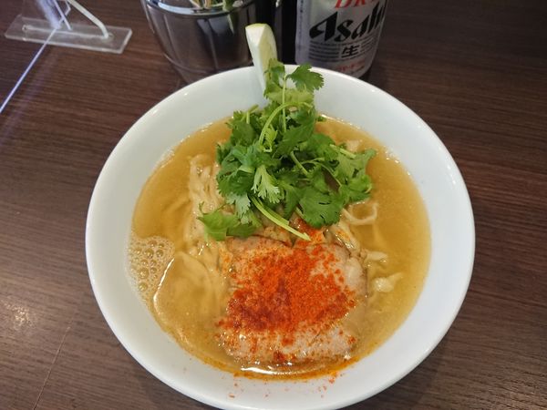 「R-20 テキーラらーめん(大盛り不可)＋ビール」@麺や 河野の写真