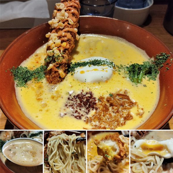 「濃厚海老白湯そば(限定)　980円」@麺巧 潮 上野製麺所の写真