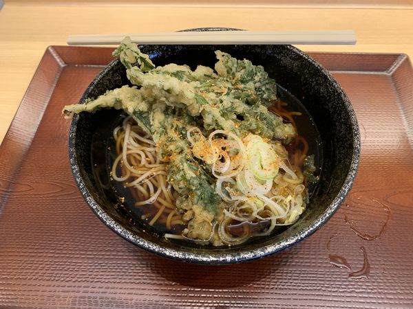 「春菊天そば 440円」@梅もと 新宿西口店の写真