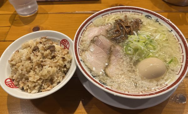 「中華そばこってりと、肉飯　1080円」@中華そば専門 田中そば店の写真