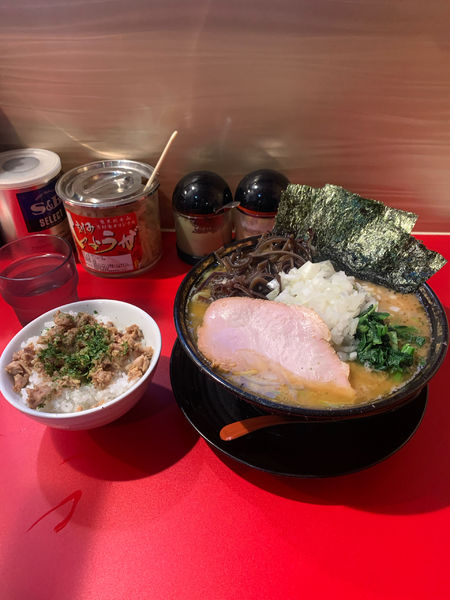 「中盛　玉ねぎ　キクラゲ　ライス（チャーシューまぶし）」@厚木家の写真