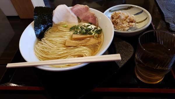 「中華そばミニ鶏皮丼セット&和え玉」@中華そば みはしの写真