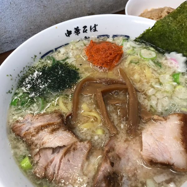 「山形味噌ラーメン（こってり、ランチサービス肉めし）」@中華そば 馥の写真
