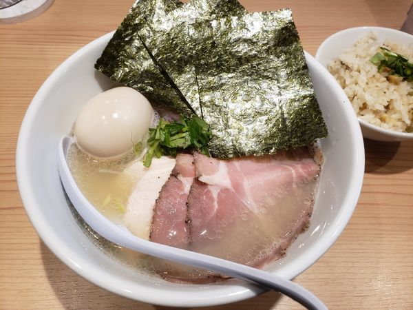 「特製くらむそば 塩〈貝のみ〉あさりの混ぜご飯 (小)」@貝出汁中華そば くらむの写真