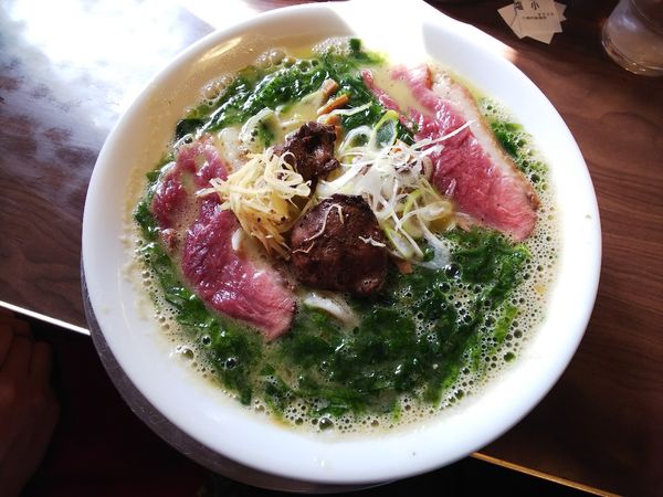 「【限定】小砂川産アオサ白湯そば　1200円」@湯の台食堂の写真