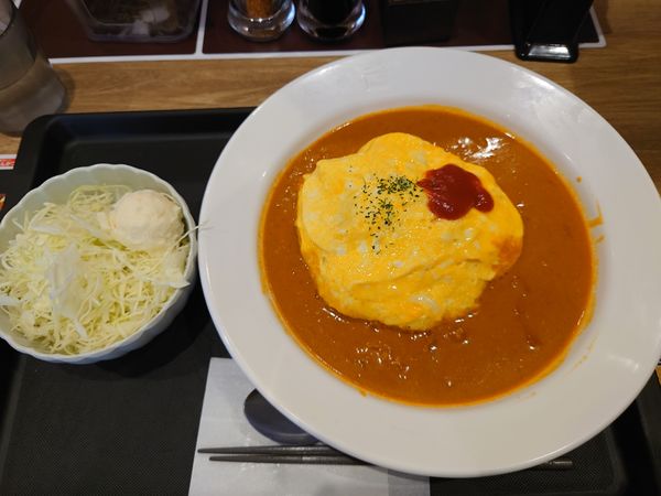 「モーニングオムレツカレー（トマトクリーム）480円」@マイカリー食堂 ひばりが丘店の写真
