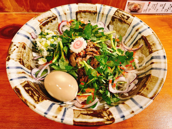 「クレソンと新玉ねぎのラムあえそば」@口樂の写真