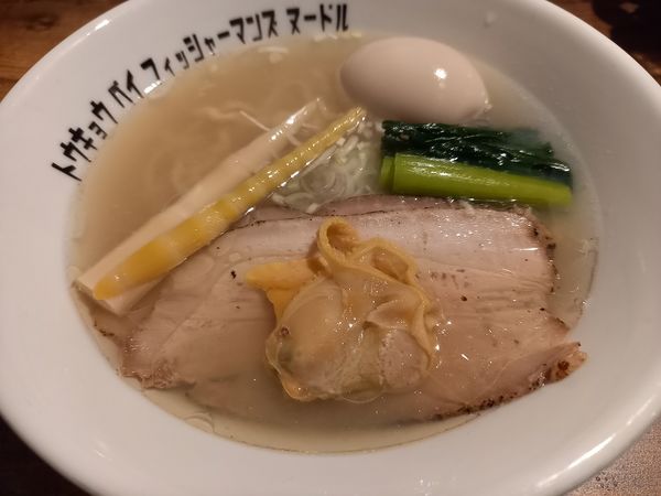 「潮らぁ麺＋味玉＋貝玉」@Tokyo Bay Fisherman’s Noodle 茅ヶ崎店の写真