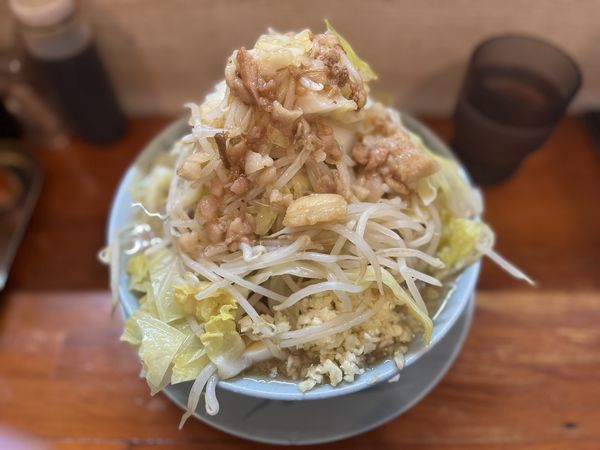 「麺半分+野菜にんにくマシマシ」@ラーメン富士丸 西新井大師店の写真