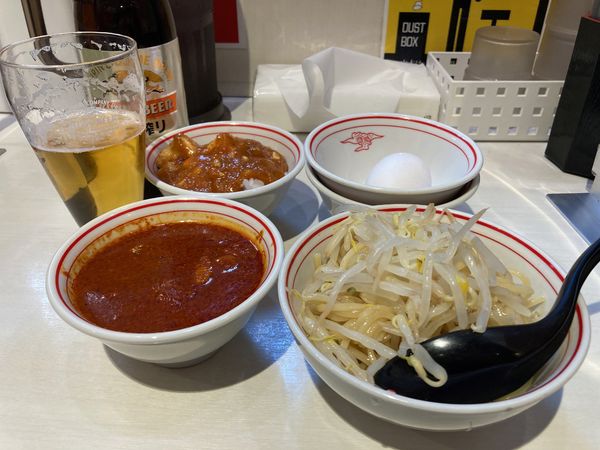 「ビールセット＋プチ麻婆豆腐」@蒙古タンメン 中本 東池袋店の写真
