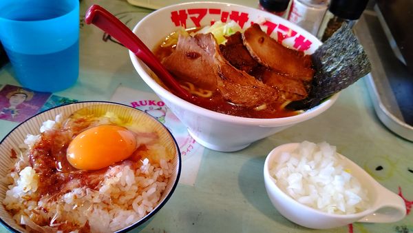 「朝ラー醤油５００円＋玉ねぎ５０円&TKG１００円」@ハイデン.コッコFACTORYサマンサ・タマサの写真