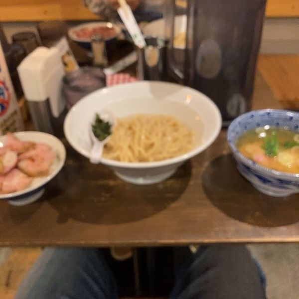 「昆布水つけ麺塩＋焼豚丼」@麺処 青野の写真