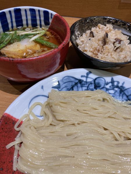 「つけ麺￥1,130＋黒豚炊き込みご飯￥430」@中華そば うえまちの写真