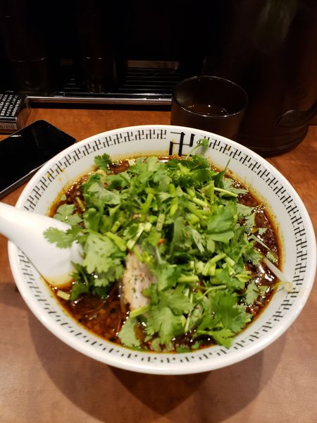 「ラーメンにパクチー🎶」@スパイス・ラー麺 卍力 秋葉原店の写真