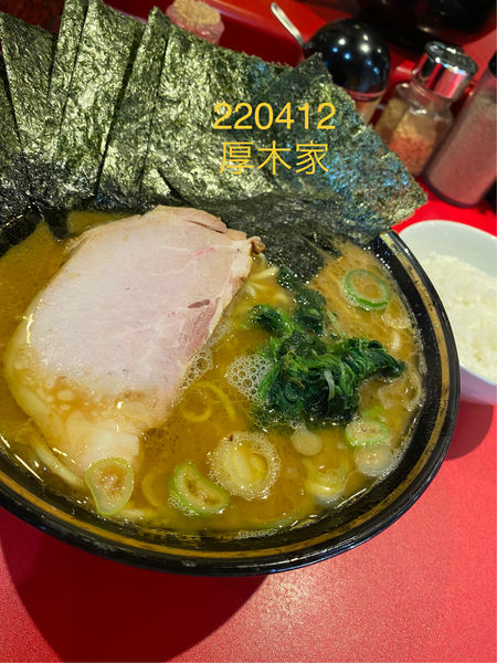 「ラーメン中盛＋のり＋半ライス　820＋100＋100」@厚木家の写真