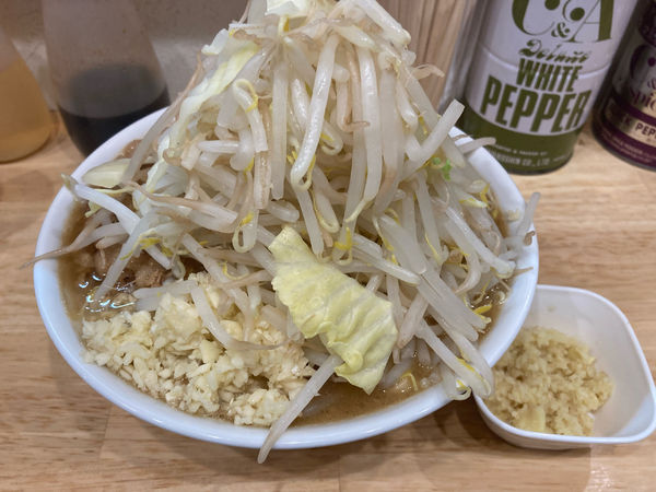 「ラーメン豚2枚(ニンニク少しヤサイアフラ)+ショウガ」@ラーメン 他力也の写真