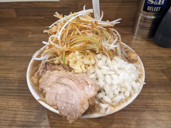 「ラーメン中（辛ねぎ、玉ねぎ）1150円」@男気らーめん アカギの写真