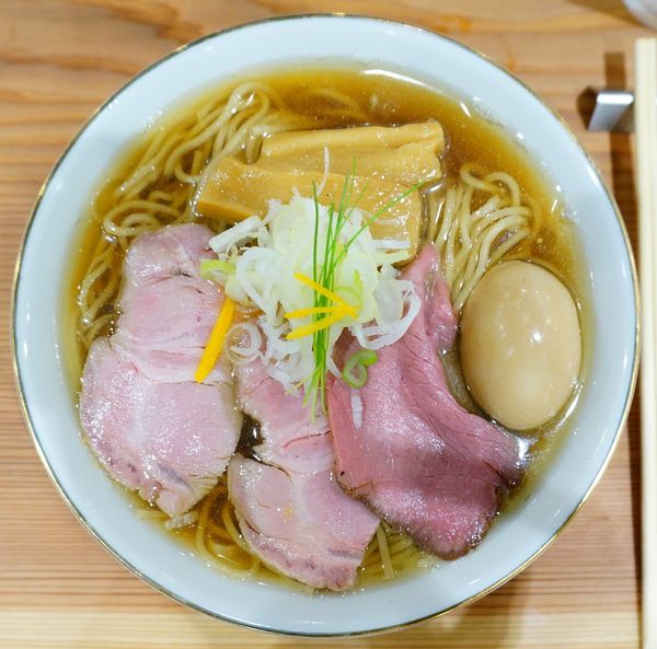 「味玉清湯そば＋無料トピ焼き海苔」@かね田の写真